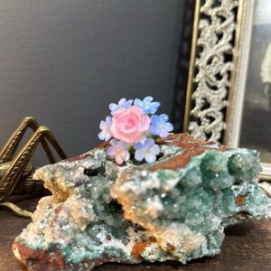 Vintage Aynsley Fine Bone China Blue/Floral Bouquet Brooch Pin -